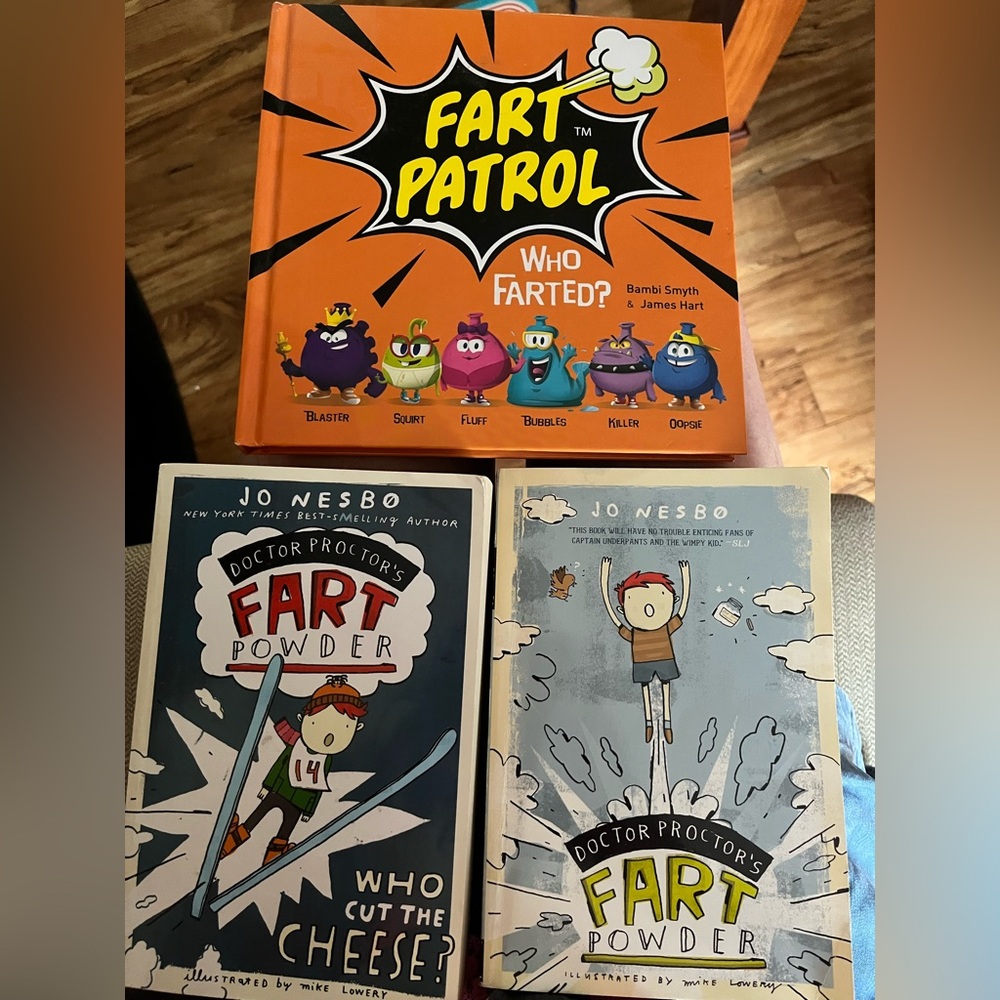 Lot of 3 fun books for kids about FARTS one hardcover two softcover Jo Nesbo EUC